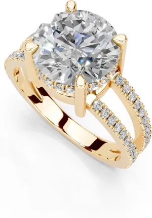 1-5 Carat 14K 18K Gold Platinum Round cut Pave Split Shank Lab Grown Diamond Ring, Engagement, Anniversary Wedding, IGI Certified Promise Rings for Women (1-5 Ct, F-G Color, VS1-VS2 Clarity)