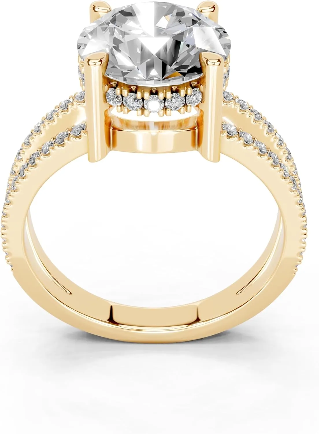 1-5 Carat 14K 18K Gold Platinum Round cut Pave Split Shank Lab Grown Diamond Ring, Engagement, Anniversary Wedding, IGI Certified Promise Rings for Women (1-5 Ct, F-G Color, VS1-VS2 Clarity)