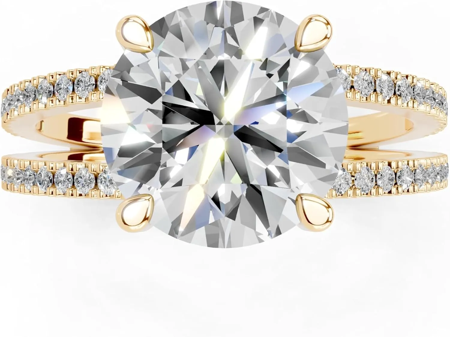 1-5 Carat 14K 18K Gold Platinum Round cut Pave Split Shank Lab Grown Diamond Ring, Engagement, Anniversary Wedding, IGI Certified Promise Rings for Women (1-5 Ct, F-G Color, VS1-VS2 Clarity)