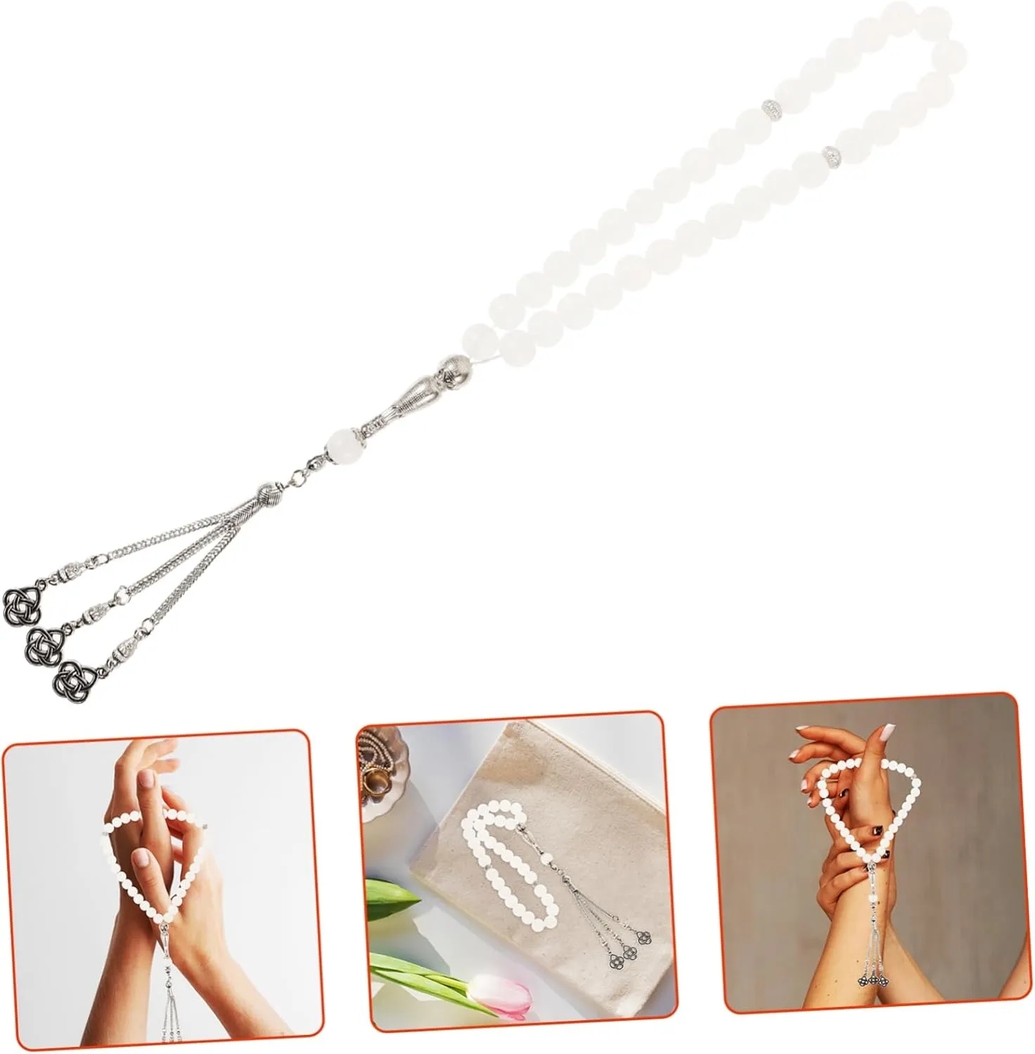 1 String Agate Bead Bracelet Tasbih Bracelet Handheld Prayer Beads Rosary Necklace Ornament