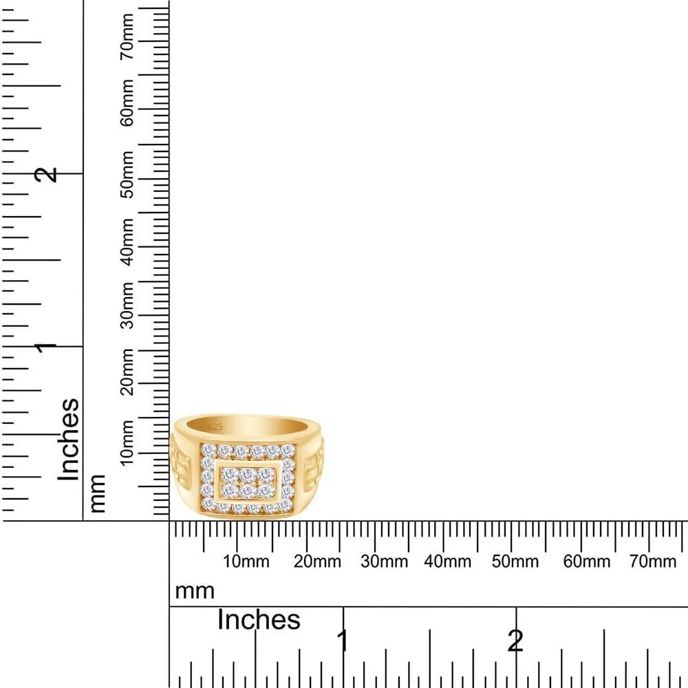 1.00 Carat (ctw) Lab Created Moissanite & Lab Grown Diamond Cluster Nugget Men's Wedding Band Ring In 14K Gold Plated 925 Sterling Silver Jewelry (1 Cttw)
