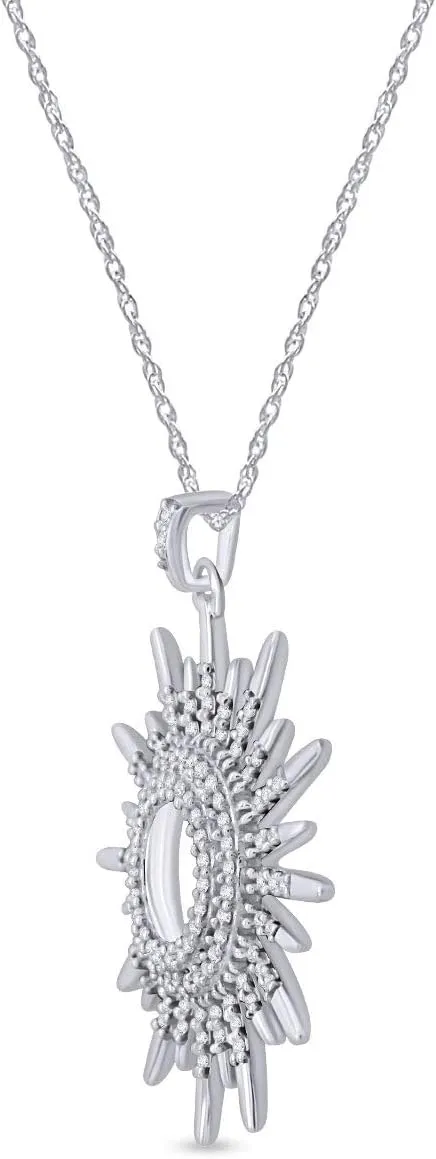 14k Gold Over Sterling Silver White Cubic Zirconia Sunburst Pendant Necklace