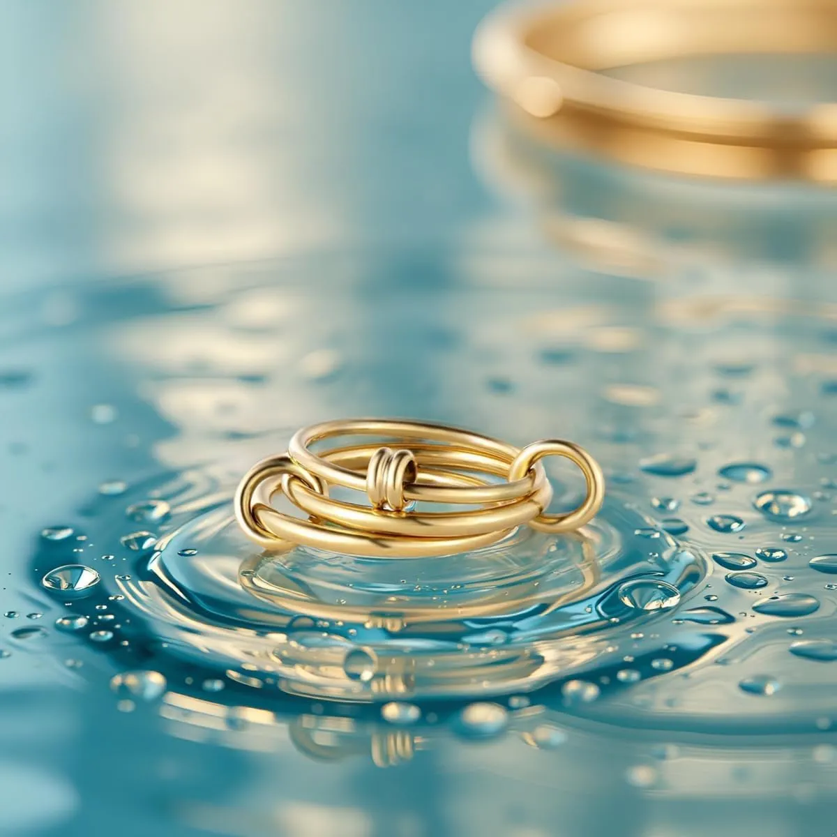 14K Gold Plated Stackable Rings for Women - Waterproof & Non Tarnish - Water Resistant Never Fades Everyday Band Rings Set for Women