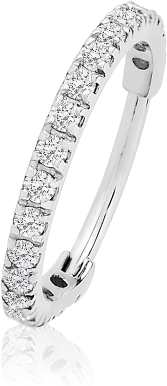 14K Gold Shine Hoop, Daith Piercing, Septum Conch Ring, Ear Clicker, Diamond (0.16ct) Cartilage Tragus Hoop, Nose Ring, Gift For Her