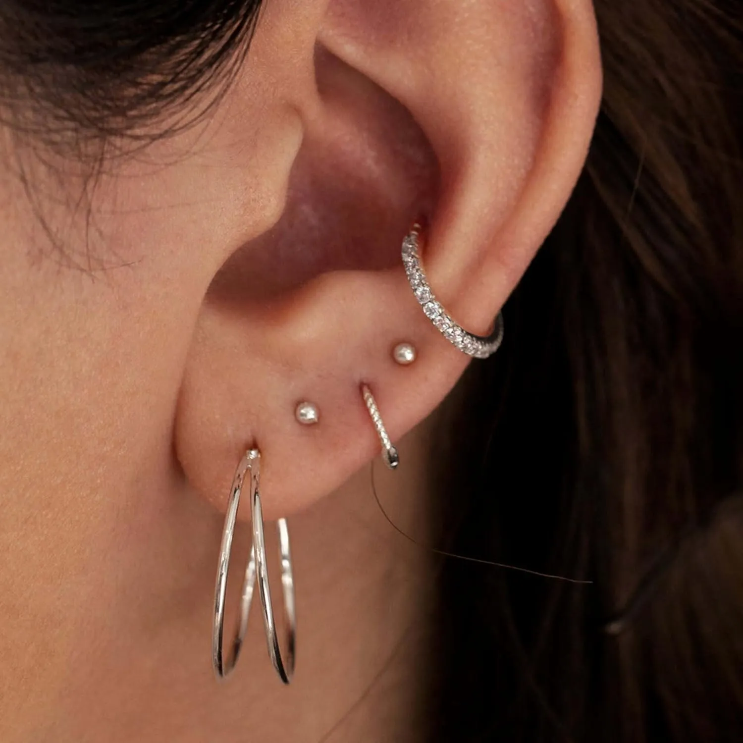 14K Gold Shine Hoop, Daith Piercing, Septum Conch Ring, Ear Clicker, Diamond (0.16ct) Cartilage Tragus Hoop, Nose Ring, Gift For Her