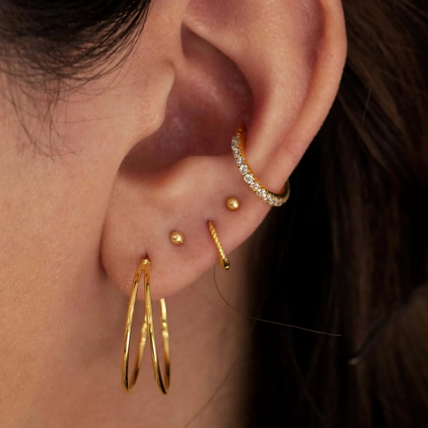 14K Gold Shine Hoop, Daith Piercing, Septum Conch Ring, Ear Clicker, Diamond (0.16ct) Cartilage Tragus Hoop, Nose Ring, Gift For Her