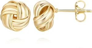 14K Gold Stud Earrings for Womens Stud Earrings Small Round Knot Earrings Studs Twisted Hypoallergenic Earrings