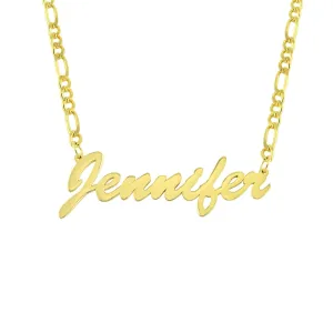 14K Solid Gold Figaro Chain Custom Name Necklace, Personalized Gifts, Customize Name Pendant, Birthday Christmas Gift