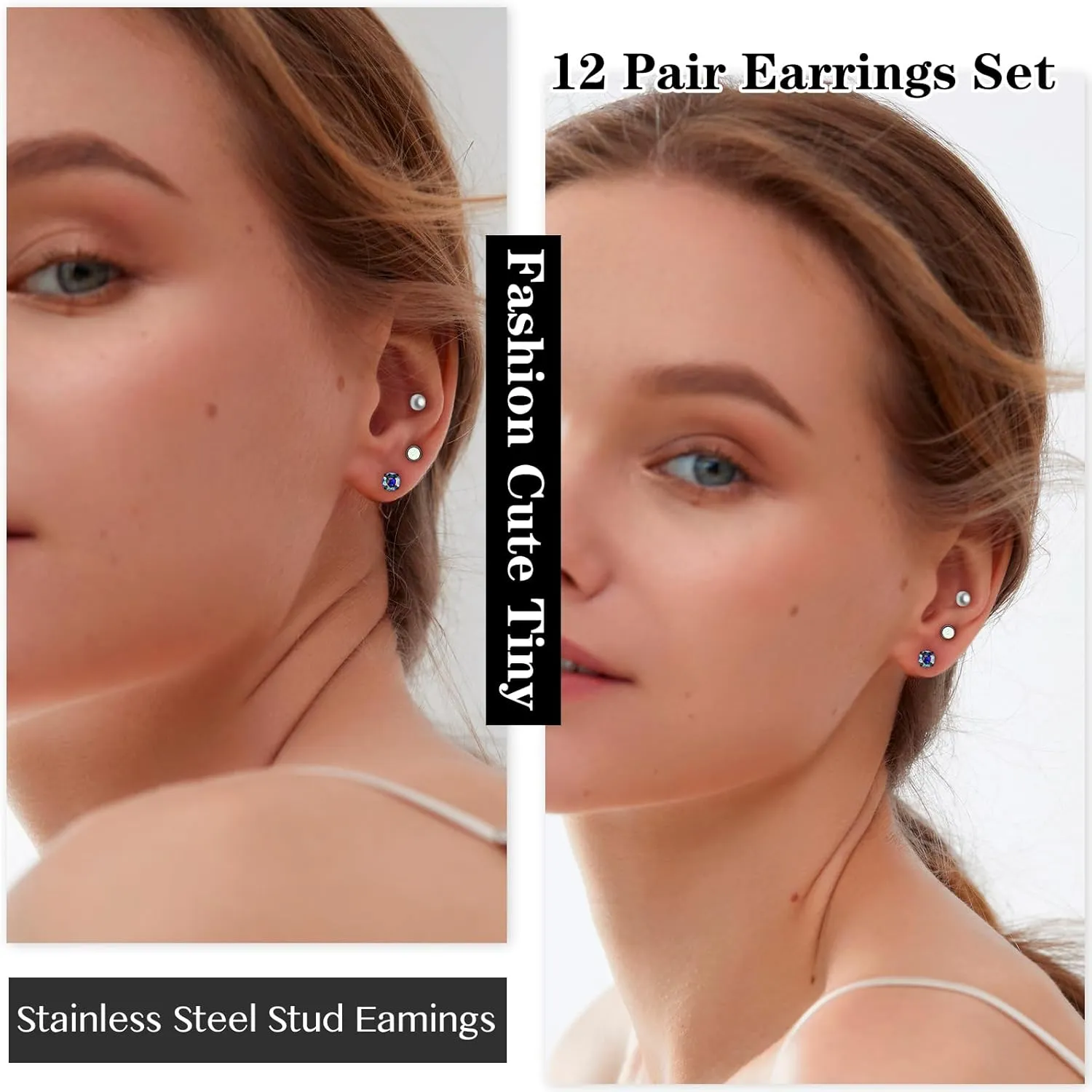 15 Pairs Earrings for Men, Stainless Steel Mens Stud Earrings Set Hypoallergenic Cross Dangle Hoop Earrings Fashion Piercing Jewelry Gift for Men Women
