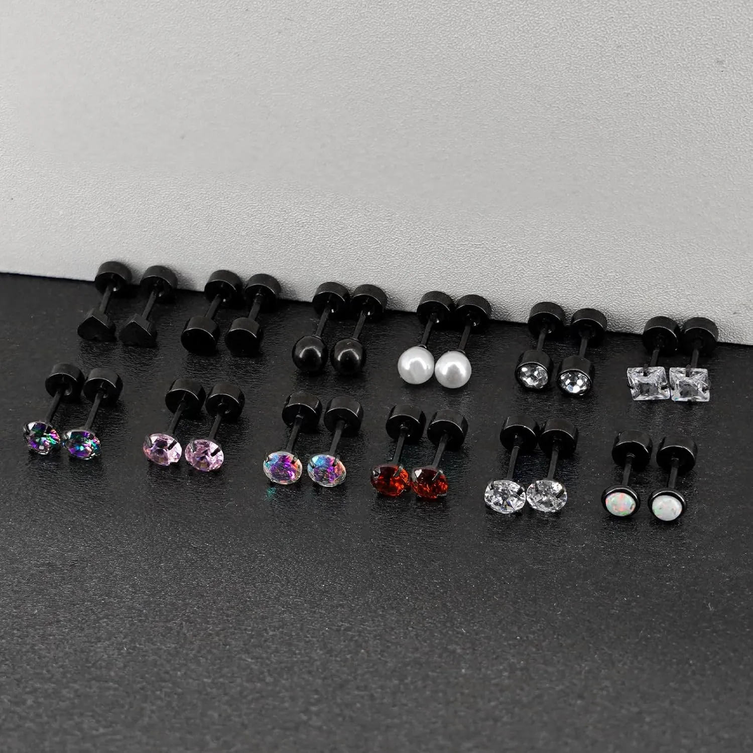 15 Pairs Earrings for Men, Stainless Steel Mens Stud Earrings Set Hypoallergenic Cross Dangle Hoop Earrings Fashion Piercing Jewelry Gift for Men Women