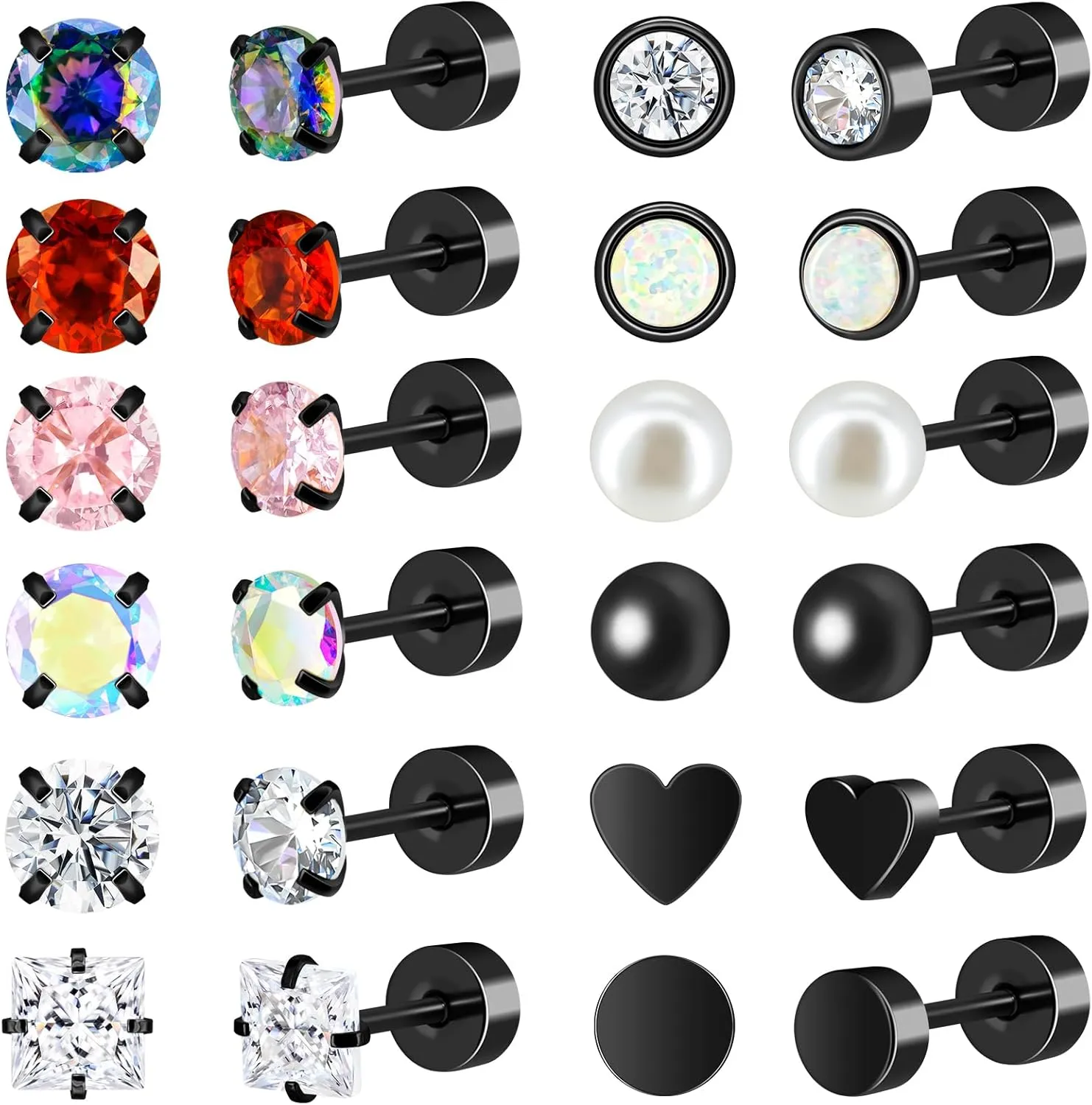 15 Pairs Earrings for Men, Stainless Steel Mens Stud Earrings Set Hypoallergenic Cross Dangle Hoop Earrings Fashion Piercing Jewelry Gift for Men Women