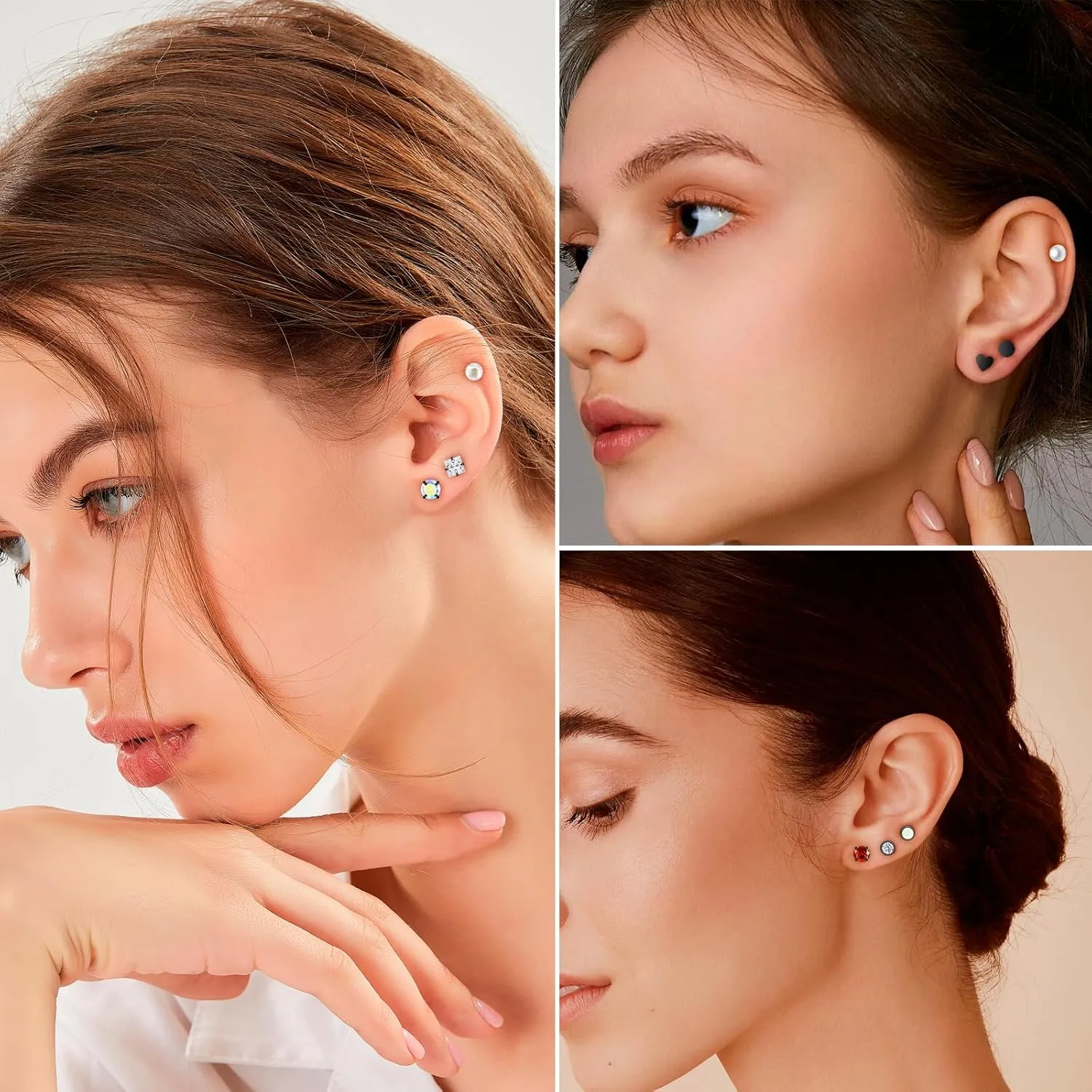 15 Pairs Earrings for Men, Stainless Steel Mens Stud Earrings Set Hypoallergenic Cross Dangle Hoop Earrings Fashion Piercing Jewelry Gift for Men Women