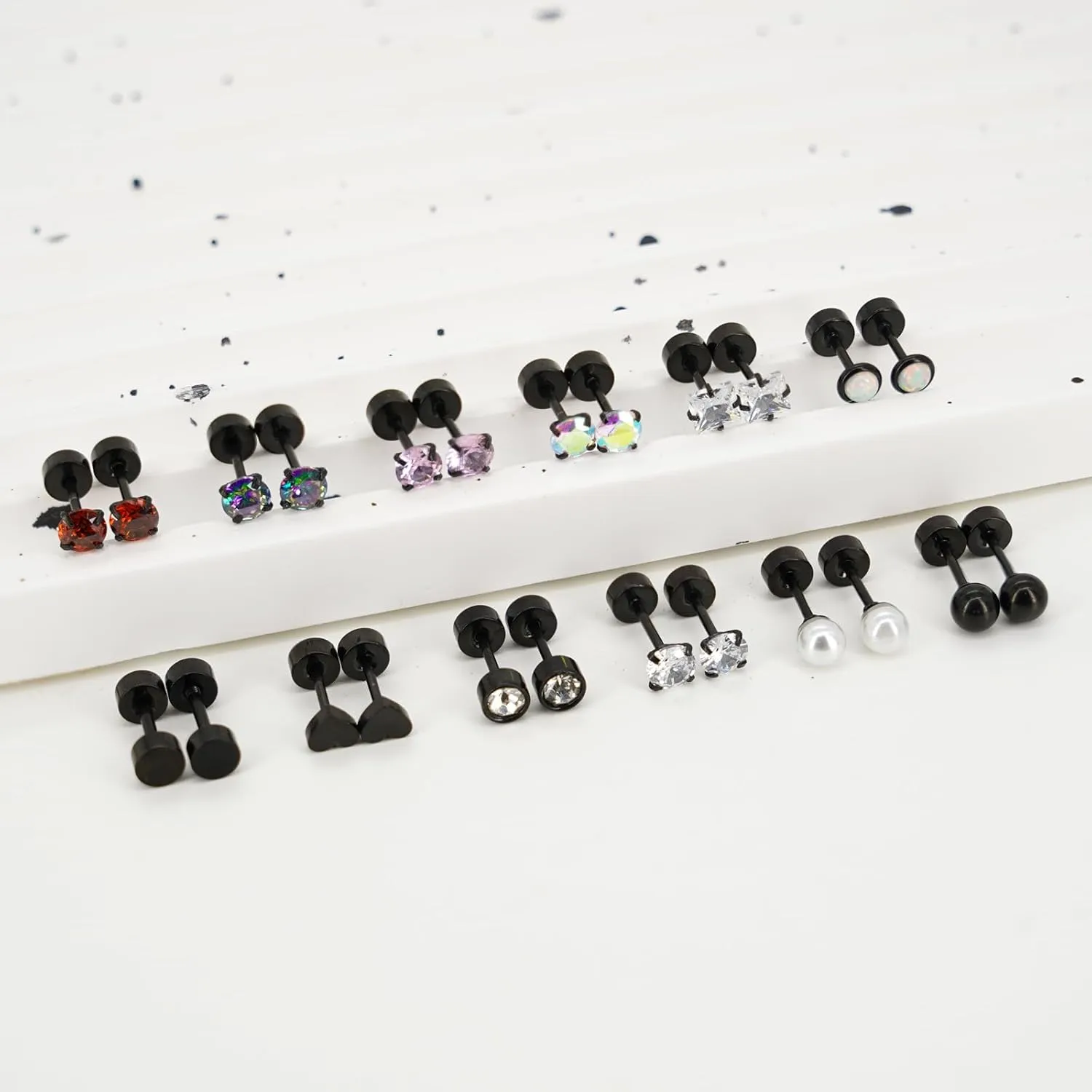 15 Pairs Earrings for Men, Stainless Steel Mens Stud Earrings Set Hypoallergenic Cross Dangle Hoop Earrings Fashion Piercing Jewelry Gift for Men Women