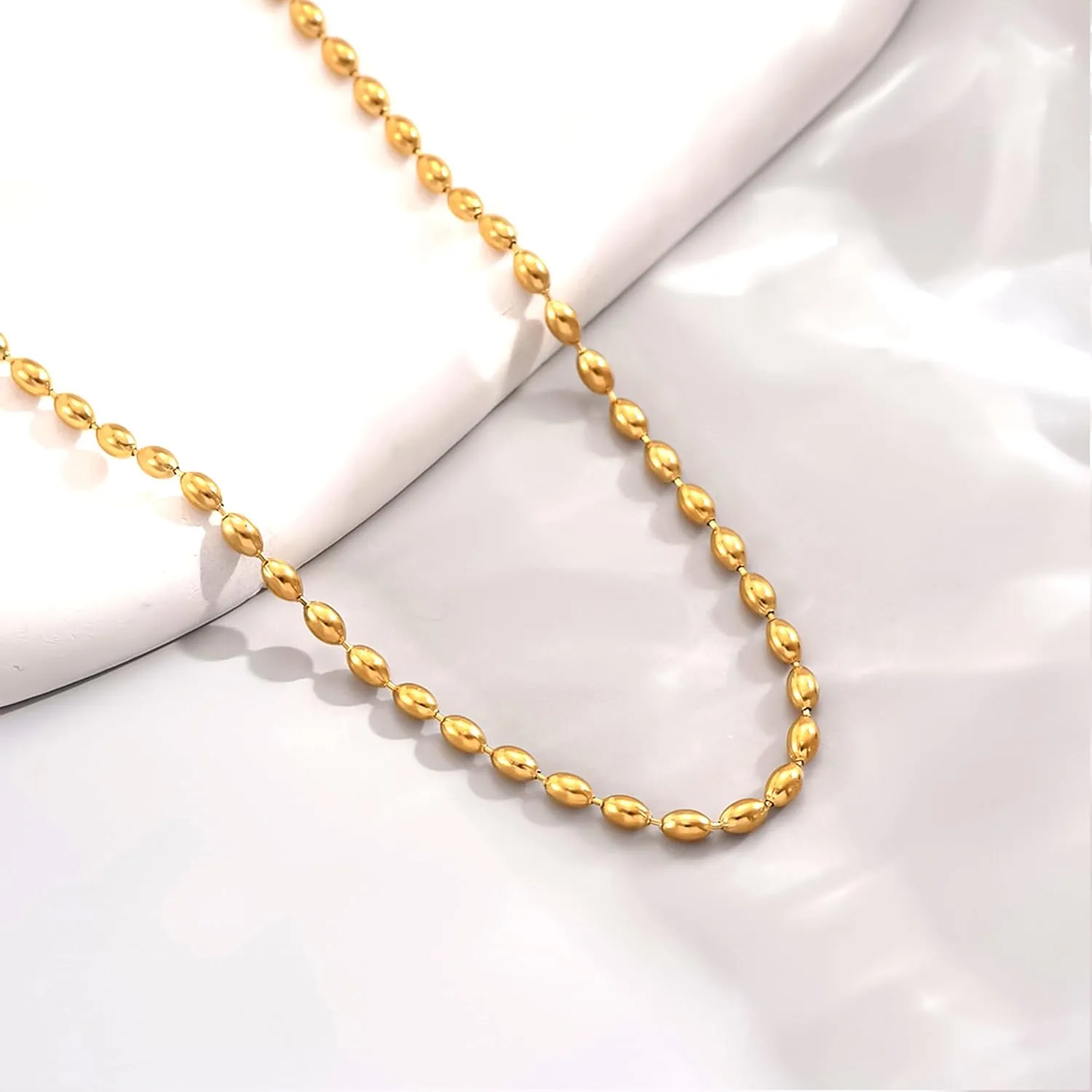 18K Gold Plated Beaded Necklaces for Women Dainty Circle Coin Butterfly Star Drop Cute Tassel Choker Chain Trendy Stainless Steel Jewelry