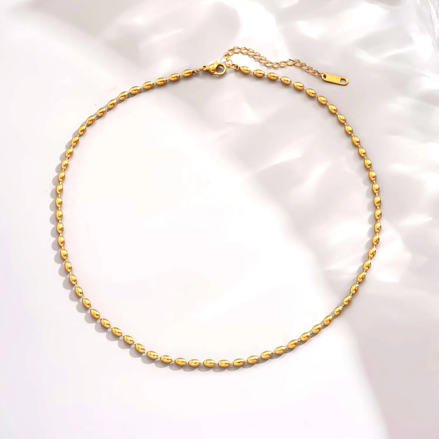 18K Gold Plated Beaded Necklaces for Women Dainty Circle Coin Butterfly Star Drop Cute Tassel Choker Chain Trendy Stainless Steel Jewelry