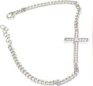 18kt Handmade Designer Cross Fine Jewelry for women Cross Diamond Bracelet .35ct Platinum White Gold Vermeil Christian Jewellery for God daughter Baptism Niece Communion Confirmation Easter Christmas