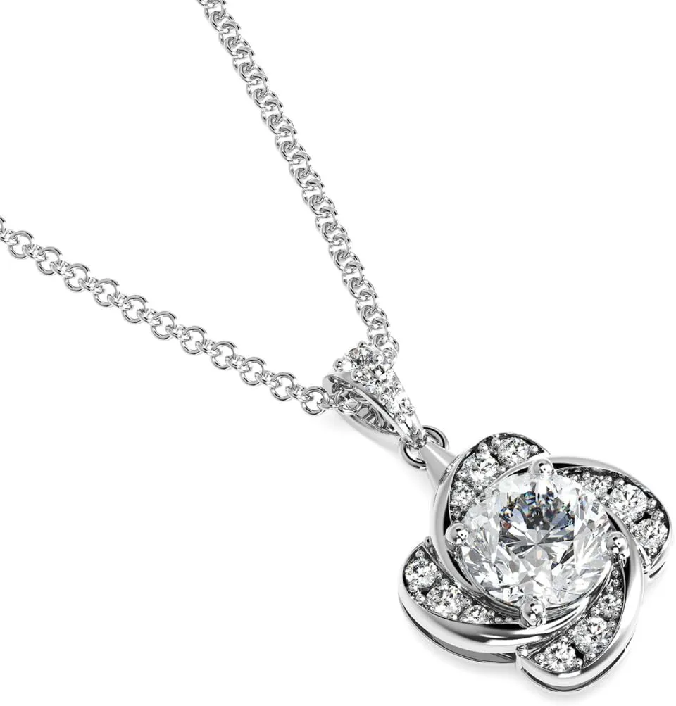 1CT Round Shape Diamond Necklace For Women, Lab Grown Diamond Pendant Gift For Wife, Bijoux Pour Femme S925 Sterling Silver Jewelry For Women