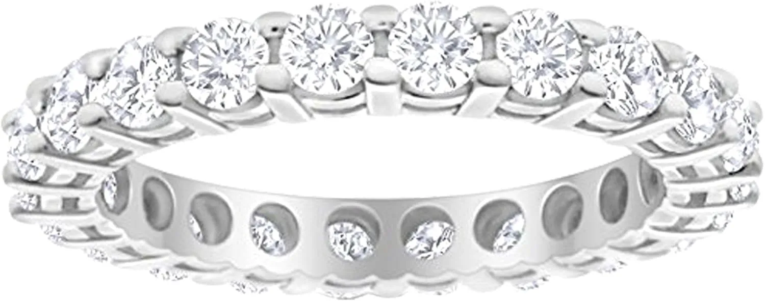 2 Carat (ctw) 14K White Gold Round LAB GROWN Diamond Ladies Eternity Wedding Anniversary Stackable Ring Band Luxury Collection (D-E Color VS1-VS2 Clarity)