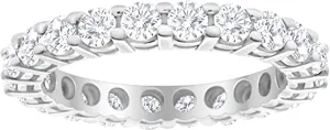 2 Carat (ctw) 14K White Gold Round LAB GROWN Diamond Ladies Eternity Wedding Anniversary Stackable Ring Band Luxury Collection (D-E Color VS1-VS2 Clarity)