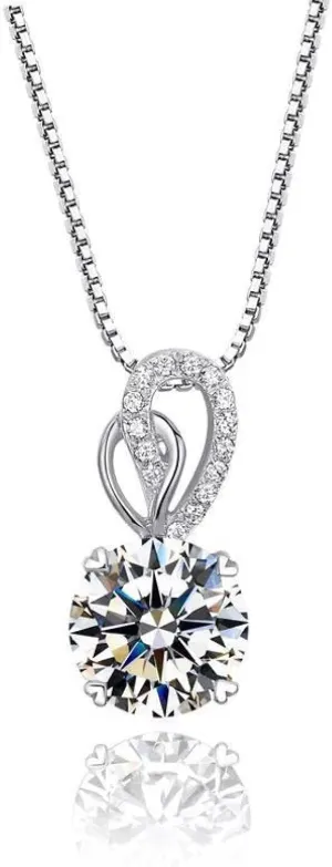 2 Carat Diamond Necklace 14K White Gold Cushion Diamond Pendant Necklace Round Diamond Pendant Necklace D-E Color I1 Clarity, Necklace Christmas Valentine's Day Jewelry Gift