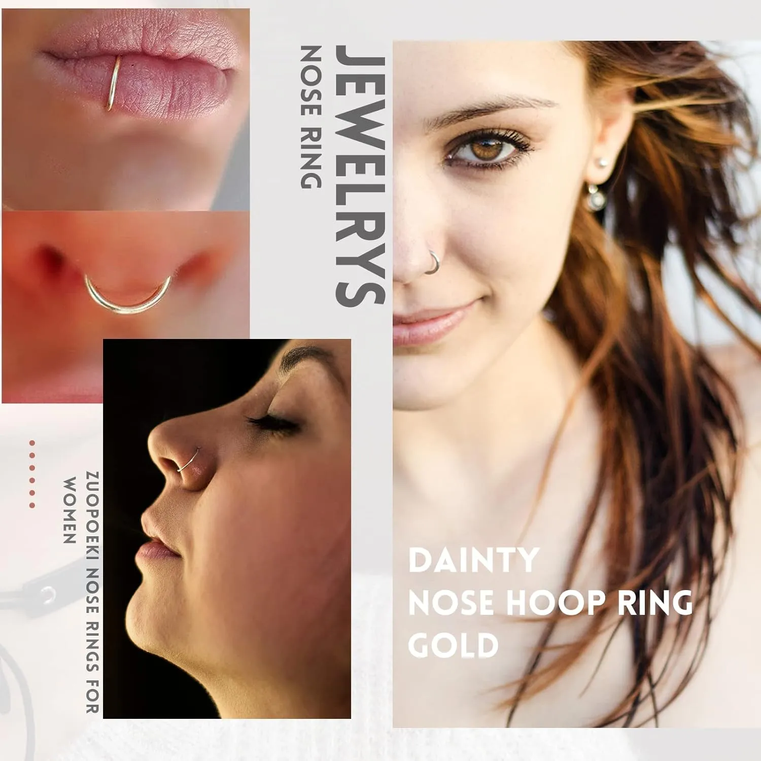 2 Pcs Nose Rings Hoops Surgical Steel 14G 16G 18G 20G Septum Rings Helix Conch Hoop Gold Silver Black Body Piercing Jewelry for Women