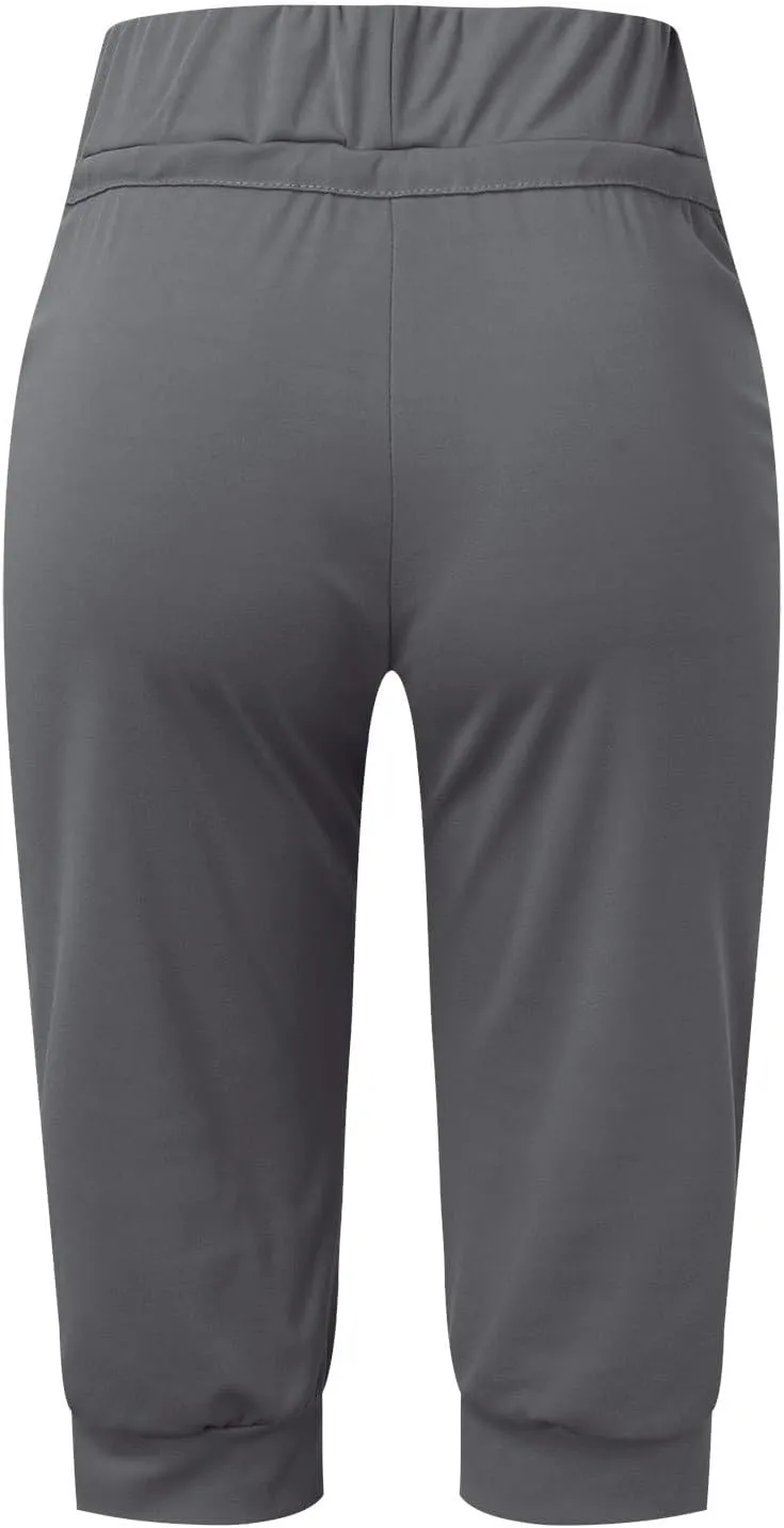 2024 Women's Soft Stretch Yoga Pants Summer Cotton Linen Capris Drawstring Workout Sweatpants Causal Lounge Pants Trousers