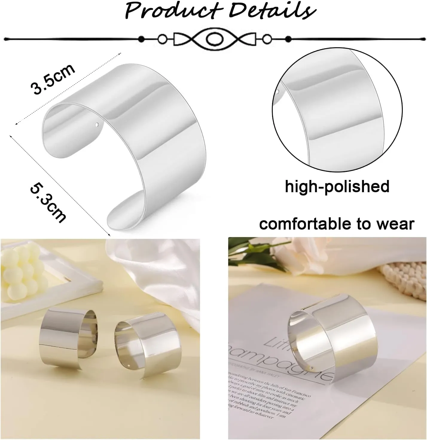 2Pcs Cuff Bangle Bracelet for Women Gold Cuff Bracelets Open Wide Wire Bracelets Adjustable Tone Wrist Cuff Wrap Bracelet