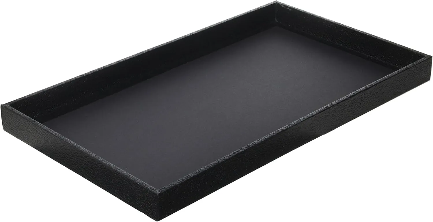 3-Piece 1 -Inch Deep Black Full Size Plastic Stackable Jewelry Tray 14 3/4" X 8 1/4" X 1"H