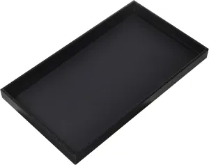 3-Piece 1 -Inch Deep Black Full Size Plastic Stackable Jewelry Tray 14 3/4" X 8 1/4" X 1"H