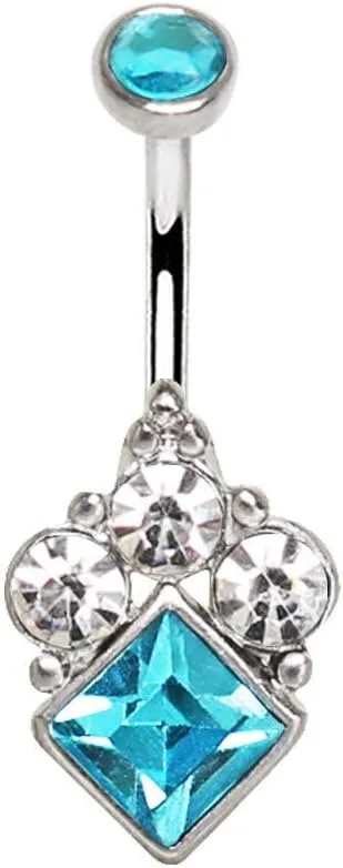 316L Stainless Steel Jeweled Victorian Design WildKlass Navel Ring