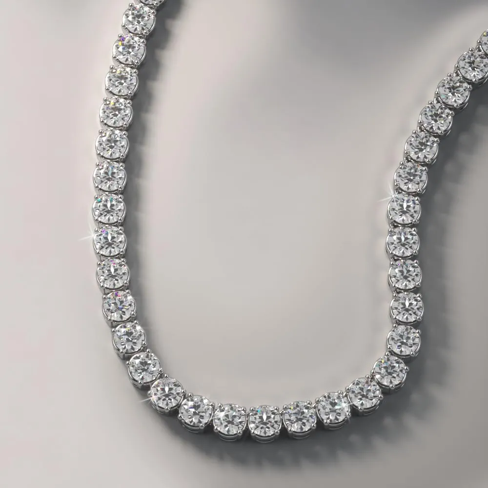 31.75 Ct. Avariah 14k Solid Yellow Gold Natural Round Brilliant Shape Timeless Dreams Riviera Diamond Necklace 18" (F-G Color, VS1-VS2 Clarity)