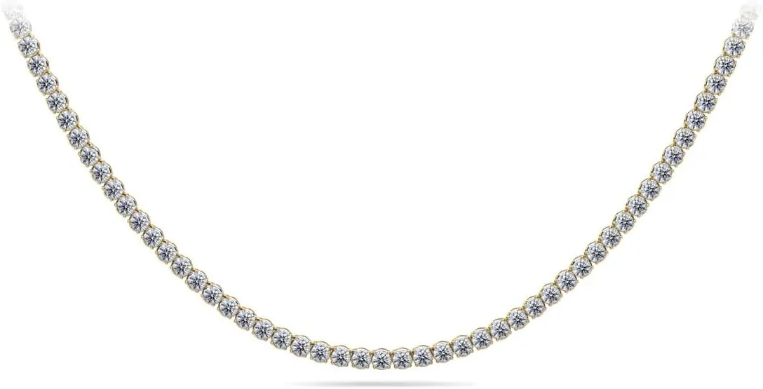 31.75 Ct. Avariah 14k Solid Yellow Gold Natural Round Brilliant Shape Timeless Dreams Riviera Diamond Necklace 18" (F-G Color, VS1-VS2 Clarity)