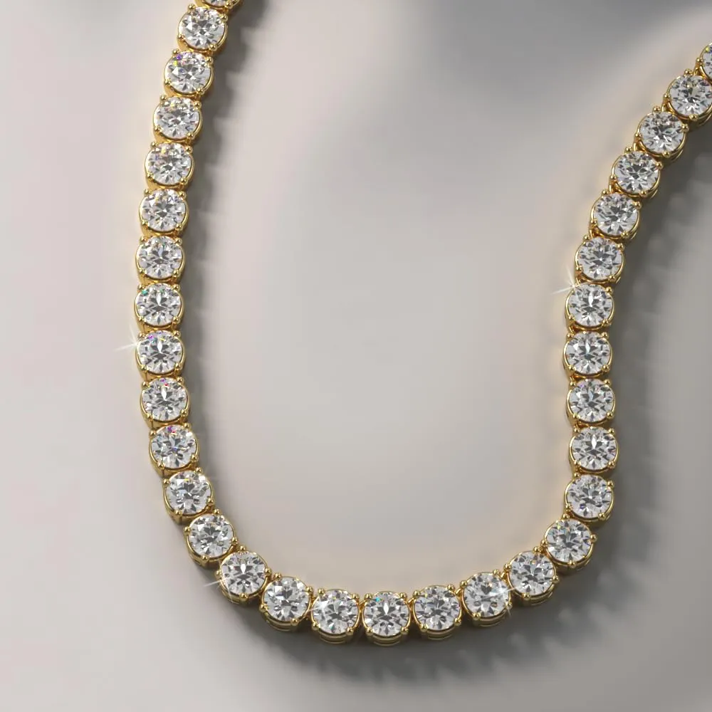 31.75 Ct. Avariah 14k Solid Yellow Gold Natural Round Brilliant Shape Timeless Dreams Riviera Diamond Necklace 18" (F-G Color, VS1-VS2 Clarity)