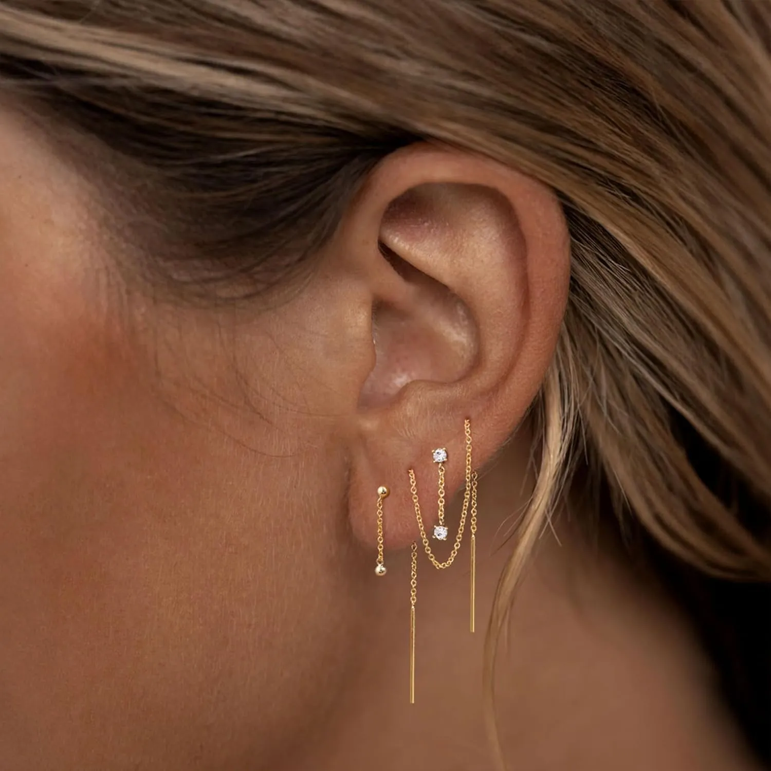 3/4 Pairs Gold Earrings for Women 14k Gold Hoop Earrings Set Chain Earrings Dainty Cubic Zirconia Earrings Studs Trendy Earrings for Women Jewelry