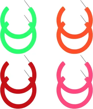 4 Pairs 80s Candy Color Round Acrylic Neon Earrings for Women 90s Retro Colorful Hoop Drop Stud Dangle Earrings Pendant for 80's Party Cosplay Costume Dancing Accessories