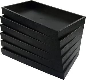 6 Pack of Black Plastic Stackable Standard size Jewelry Display trays. Display Rings, Bracelets, Necklaces, Pendants, Bracelets in Showcase, Over the counter Jewelry Organizer (Black)