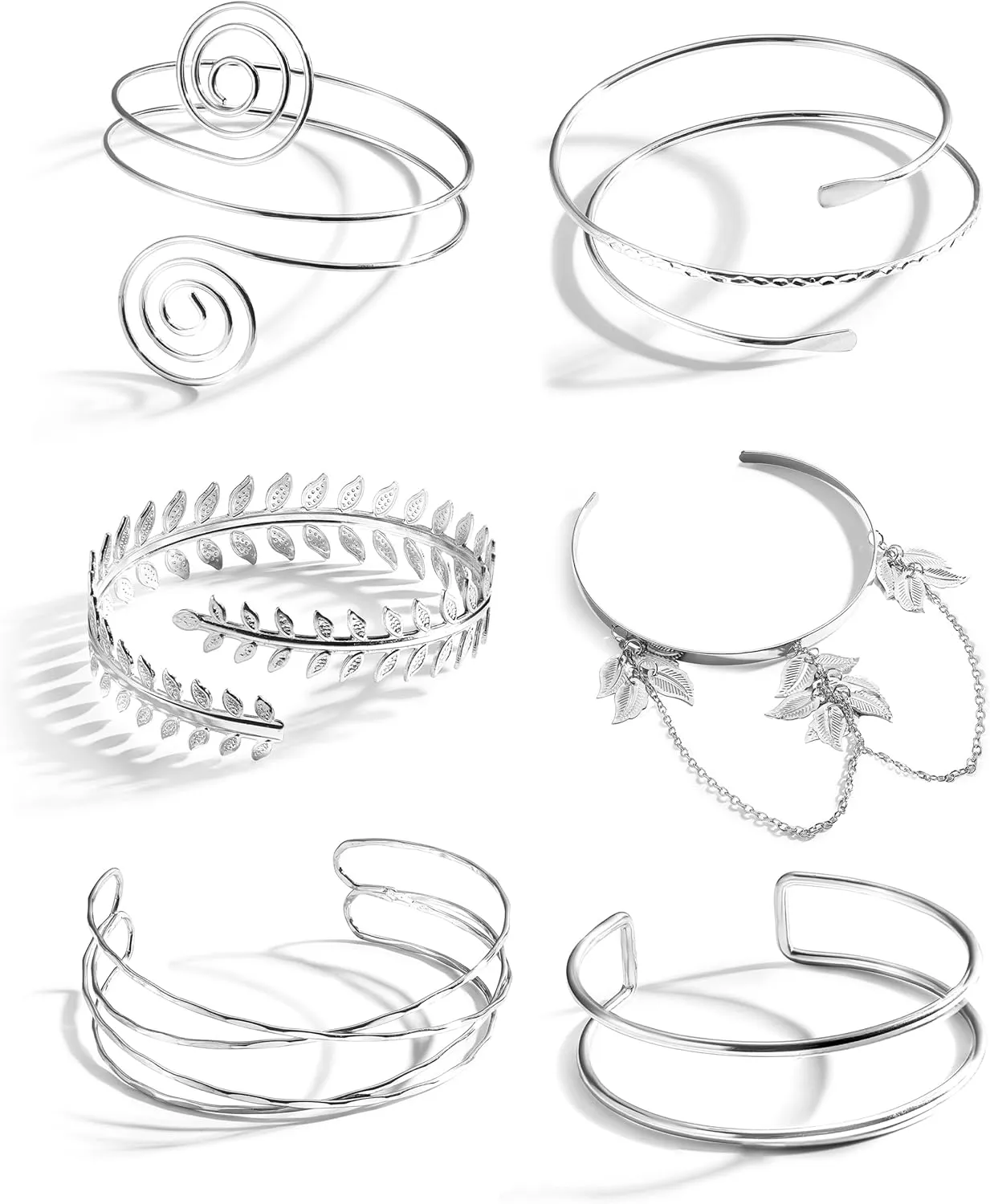 6 Pcs Arm Cuff Upper Arm Bracelet for Women Bangle Armlet Armband Adjustable Arm Cuff Jewelry for Women