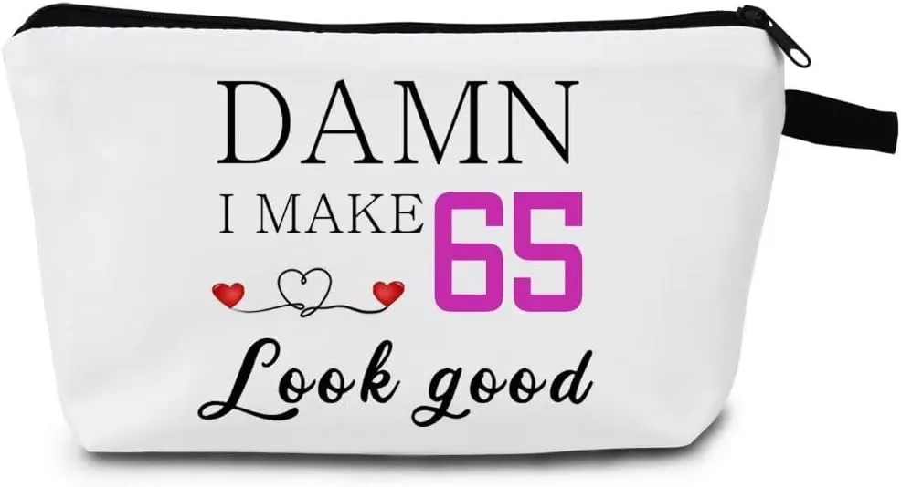 65th Birthday Gifts for Nana Mom Women Sister Best Friend 65 Years Old Gift Makeup Bag Small Zipper Toiletry Bag