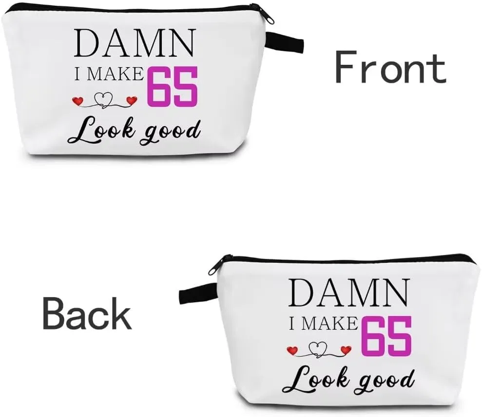 65th Birthday Gifts for Nana Mom Women Sister Best Friend 65 Years Old Gift Makeup Bag Small Zipper Toiletry Bag