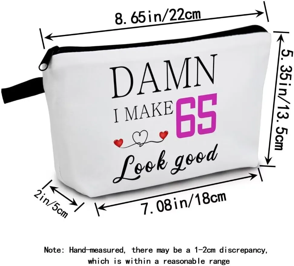 65th Birthday Gifts for Nana Mom Women Sister Best Friend 65 Years Old Gift Makeup Bag Small Zipper Toiletry Bag