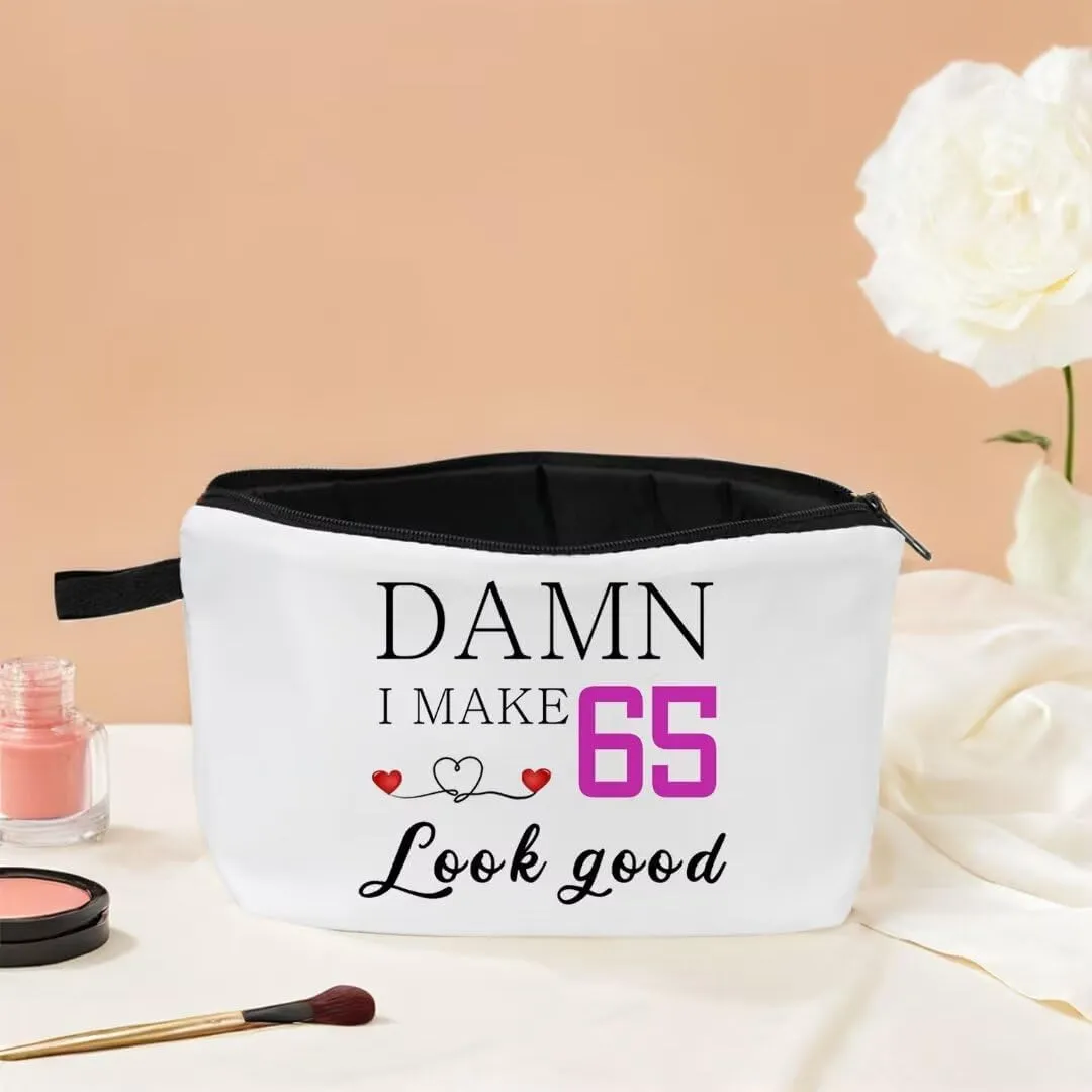 65th Birthday Gifts for Nana Mom Women Sister Best Friend 65 Years Old Gift Makeup Bag Small Zipper Toiletry Bag