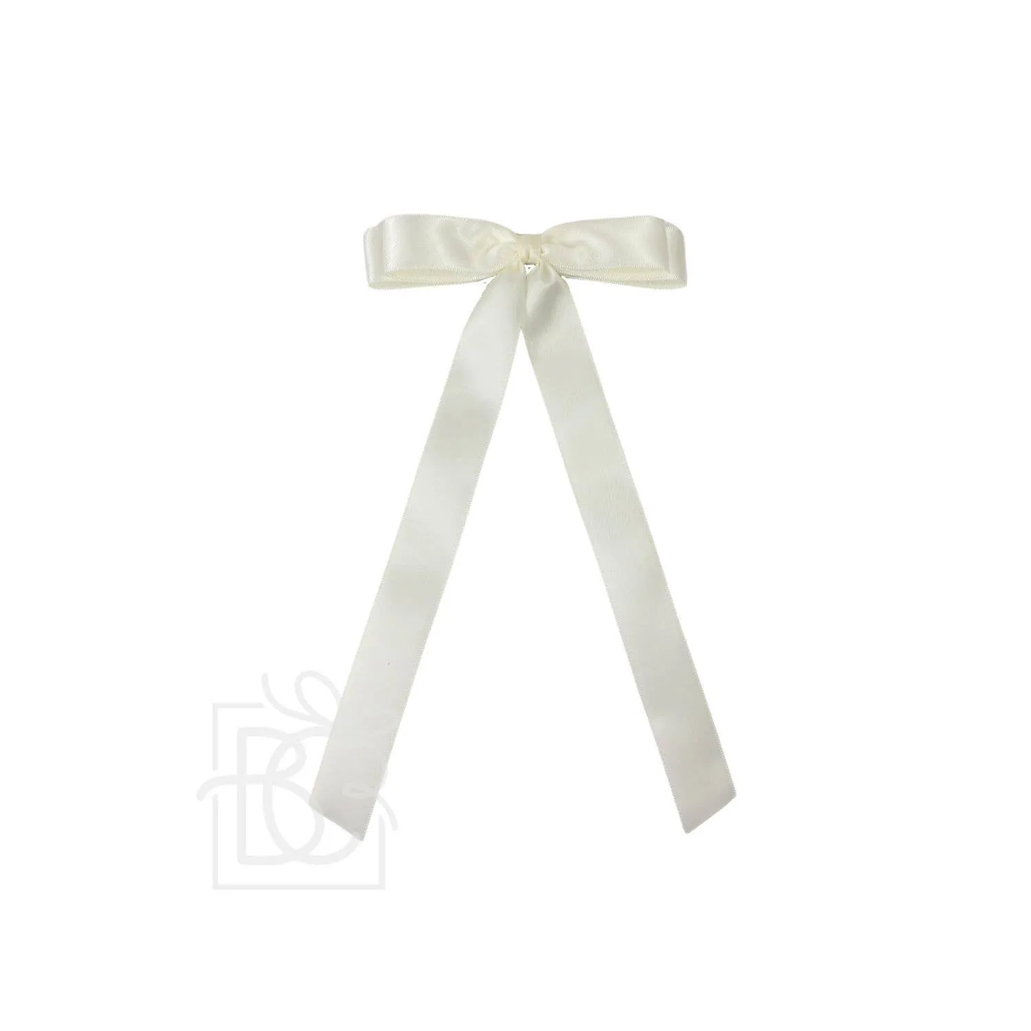 7/8" SATIN LAYERED TAIL BOW ON ALLIGATOR CLIP: Antique White