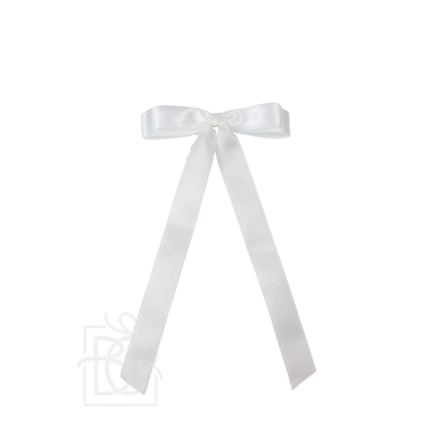 7/8" SATIN LAYERED TAIL BOW ON ALLIGATOR CLIP: Antique White