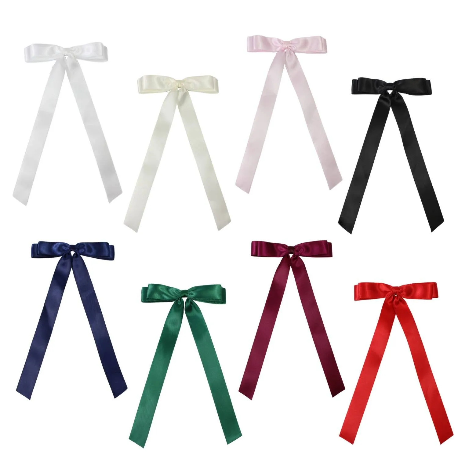 7/8" SATIN LAYERED TAIL BOW ON ALLIGATOR CLIP: Antique White