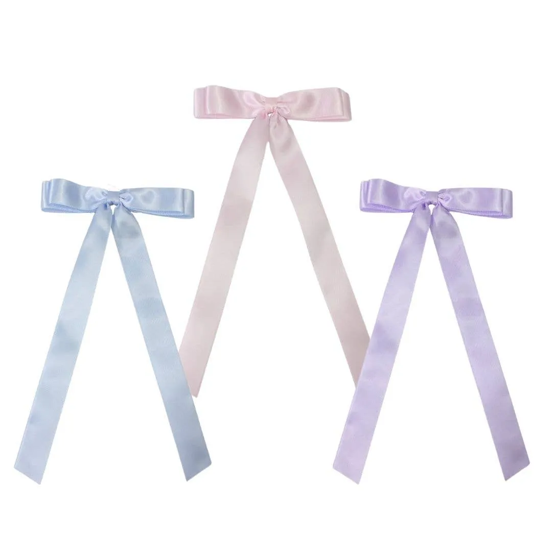 7/8" SATIN LAYERED TAIL BOW ON ALLIGATOR CLIP: Antique White