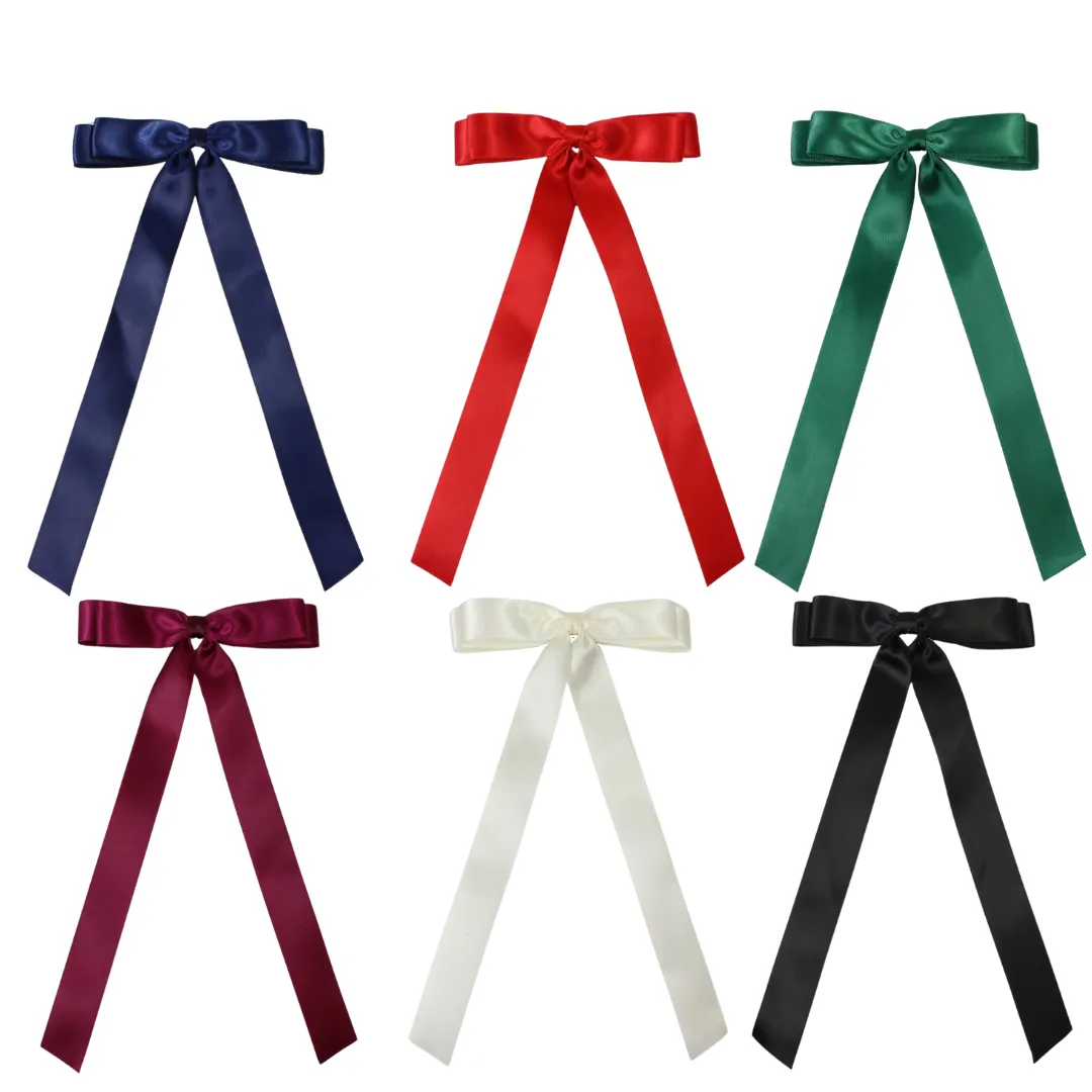 7/8" SATIN LAYERED TAIL BOW ON ALLIGATOR CLIP: Antique White