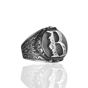 925 Sterling Oxidized Silver Personalized Men's Ring, Handmade Men's Ring, Customizable Letter Ring, Silver Initial Men Ring, Monogram Silver Ring, Vintage Ring, Gift for Men
