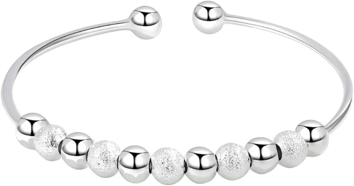 925 Sterling Silver Charm Bracelet Handmade Open Adjustable Cuff Bracelets Bangles for Women Jewelry Gift