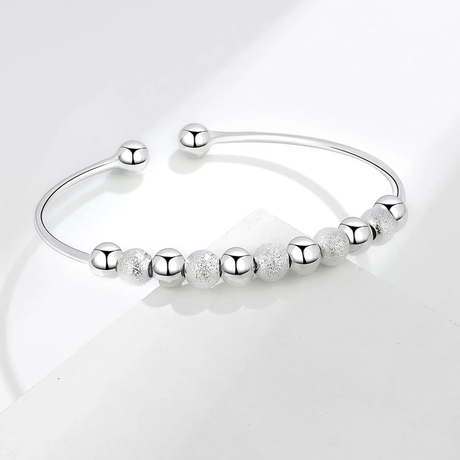 925 Sterling Silver Charm Bracelet Handmade Open Adjustable Cuff Bracelets Bangles for Women Jewelry Gift