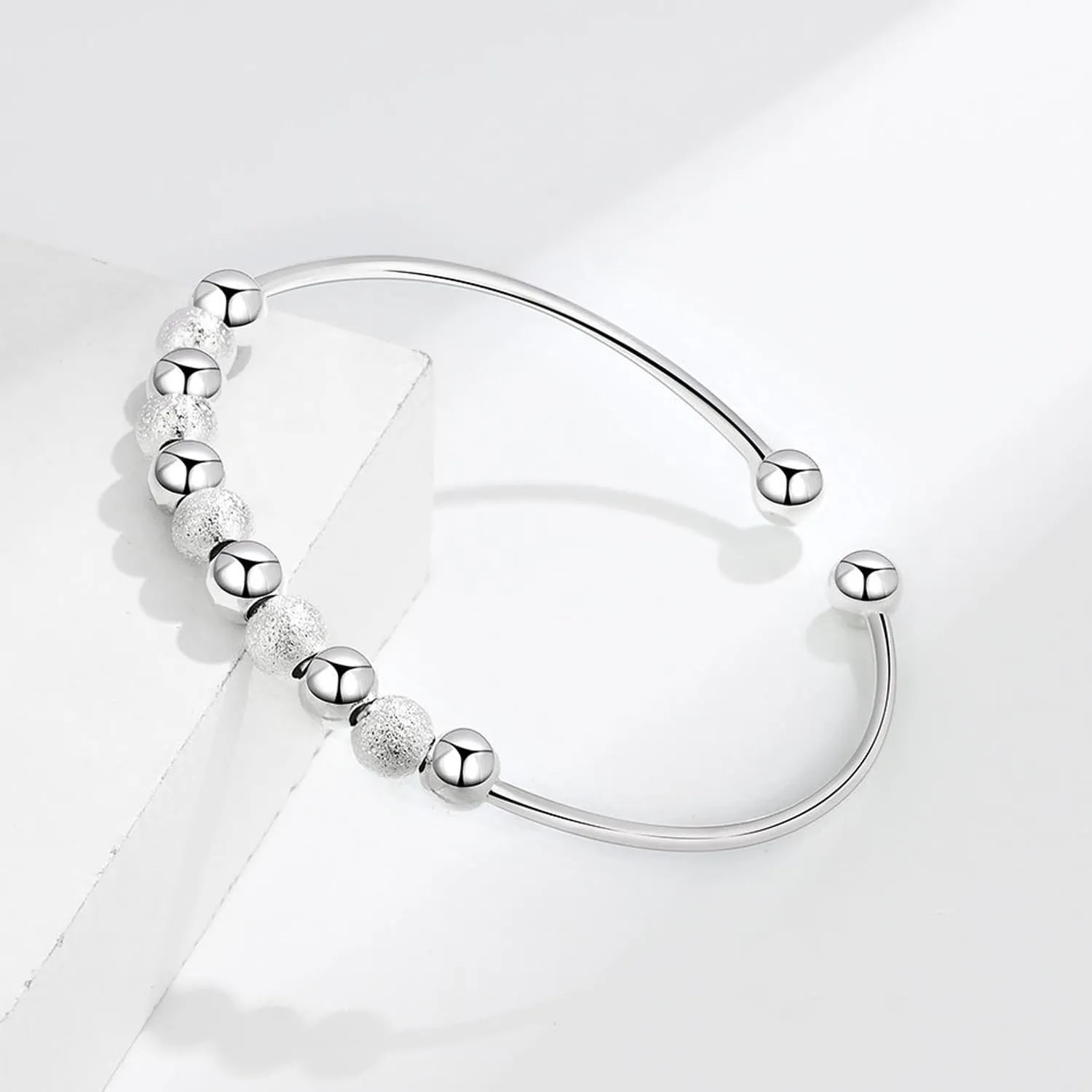 925 Sterling Silver Charm Bracelet Handmade Open Adjustable Cuff Bracelets Bangles for Women Jewelry Gift